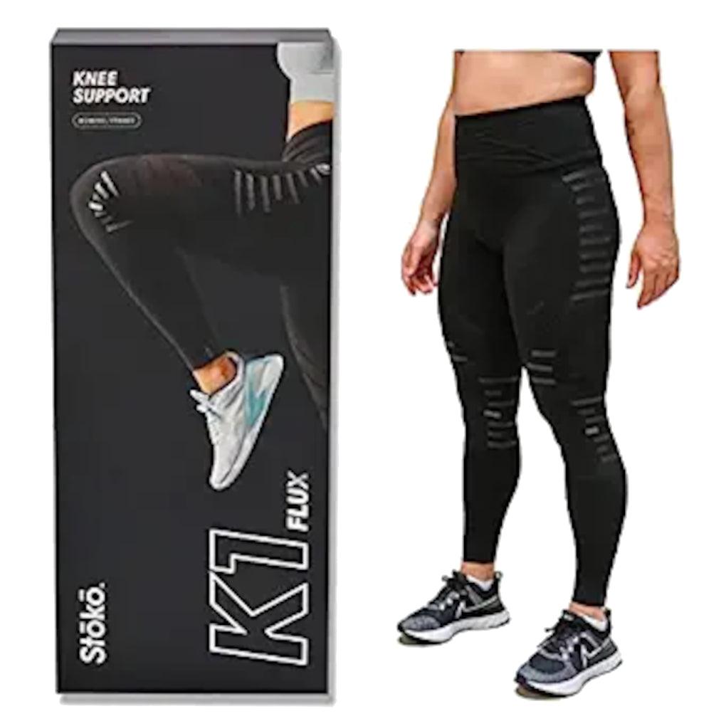 Stoko Women's K1 Flux Knee Brace | Medical-Grade Knee Brace in a Baselayer (Black, Large)