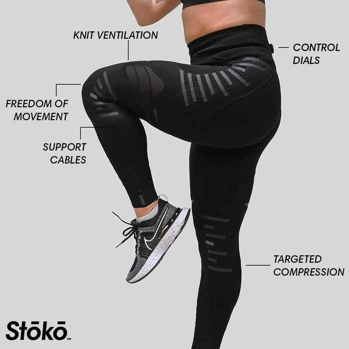 Stoko Women's K1 Flux Knee Brace | Medical-Grade Knee Brace in a Baselayer (Black, Medium)