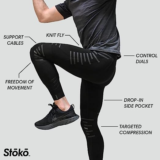 Stoko Men's K1 Flux Knee Brace | Medical-Grade Knee Brace in a Baselayer (Black, Small)
