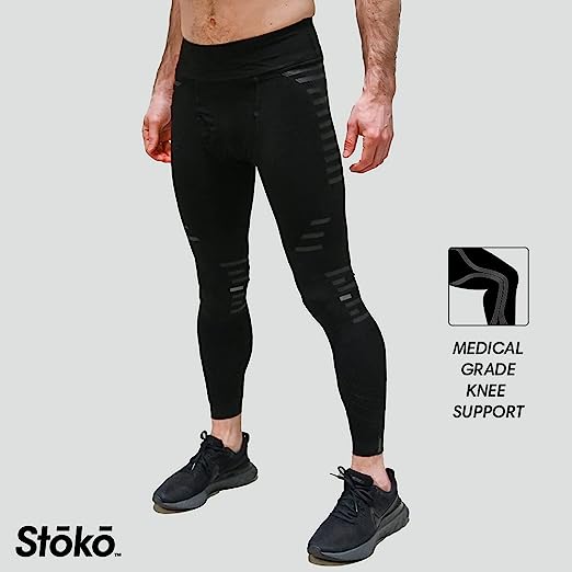 Stoko Men's K1 Flux Knee Brace | Medical-Grade Knee Brace in a Baselayer (Black, X-Large)