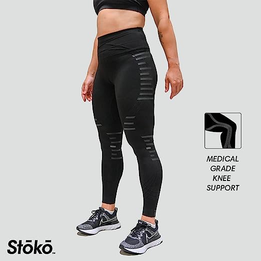 Stoko Women's K1 Summit Knee Brace | Medical-Grade Knee Brace in a Baselayer (Black, X-Small)