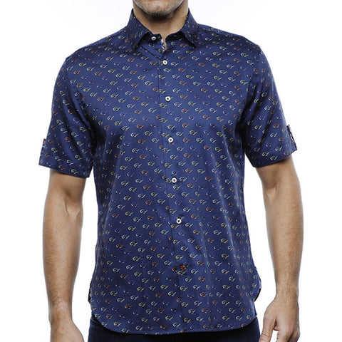 Luchiano Visconti Small Navy w/ Multi Color Sunglasses Print Shirt