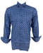 Luchiano Visconti X-Large Blue Fish Scales Design Long Sleeve Shirt