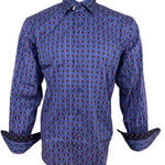 Luchiano Visconti Medium Blue/Pink Circles Long Sleeve Shirt