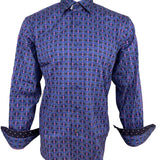 Luchiano Visconti Medium Blue/Pink Circles Long Sleeve Shirt