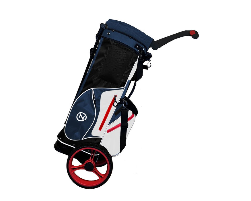 Zero Friction Golf Navy Wheel Pro 3-In-1 Wheeled Pushcart Bag